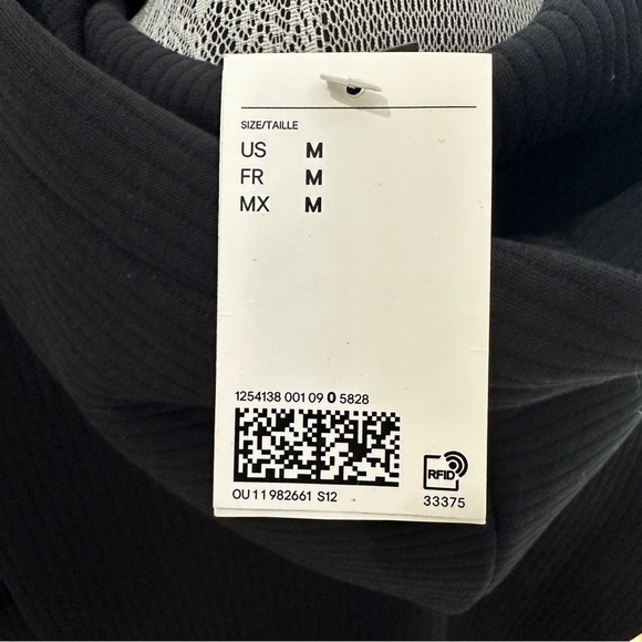 H&M Loose Fit Black Ribbed Hoodie Sweatshirt Soho Heights Logo Size M - Picture 3 of 14